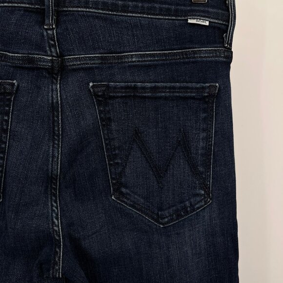 MOTHER The Weekender Fray Jeans Size 30 Flare Raw Hem Dark Wash USA Made - Picture 6 of 15